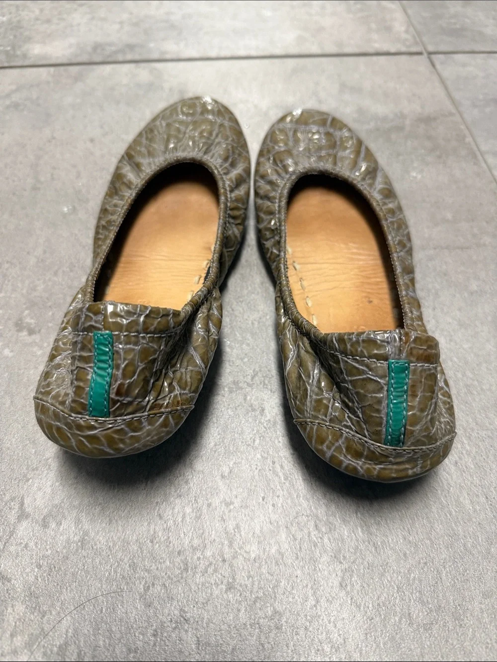 Tieks by Gavrieli Slate Grey Croc patent leather ballet flats